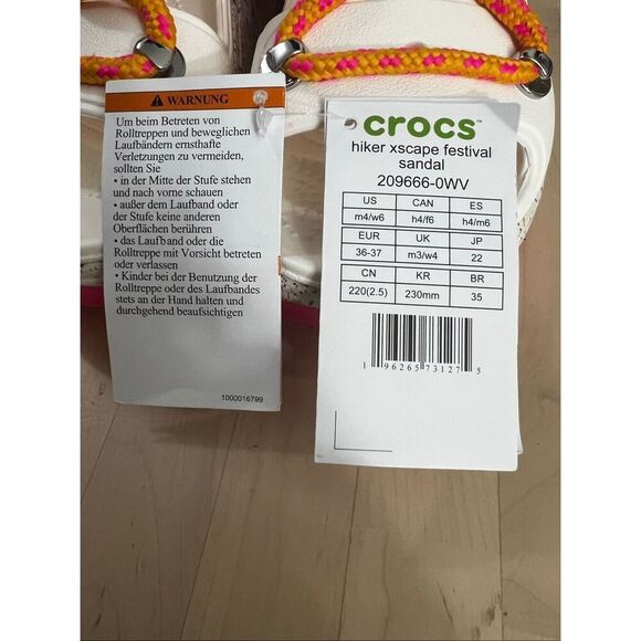 Crocs Hiker Xscape Festival Platform Sandals White Pink Women Size 6 Open Toe - Picture 12 of 14